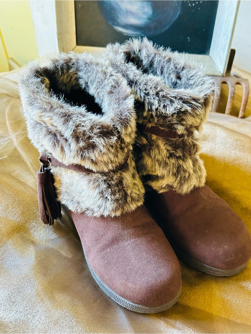 Faux Fur Trim Brown Women's Winter Booties - Unleashed